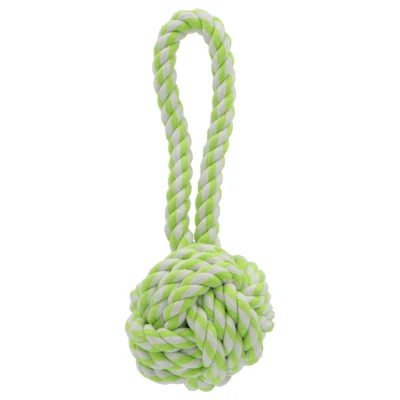 Afbeelding van Adori Flos Bal Met Lus Wit&amp;Lime Hondenspeelgoed 27 cm