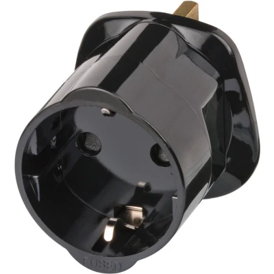 Afbeelding van Brennenstuhl reisstekker/reisadapter (reisstekkeradapter voor: Engeland stopcontact en eurostekker) kleur: zwart