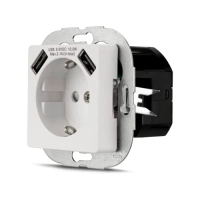 Afbeelding van REV 0240130106 Inbouwstopcontact Kinderbeveiliging, Met USB IP20 Wit