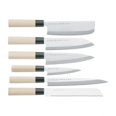 Afbeelding van Satake Japanse 6 delige messenset Magnolia Wood