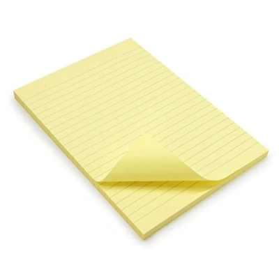 Afbeelding van WAYTEX 931685 100 zelfklevende notitieblaadjes A5 met lijnen, blok vellen, zelfklevend, herplaatsbaar, groot, 15 x 21 cm, pastelgeel