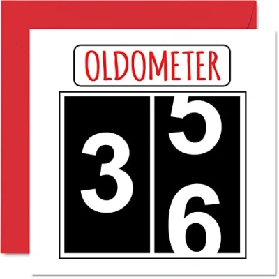 Afbeelding van Leuke 36e verjaardagskaarten voor mannen vrouw Oldometer Happy Birthday Card papa mama zoon dochter broer zus oom tante neef, 145 mm wenskaarten, kaart