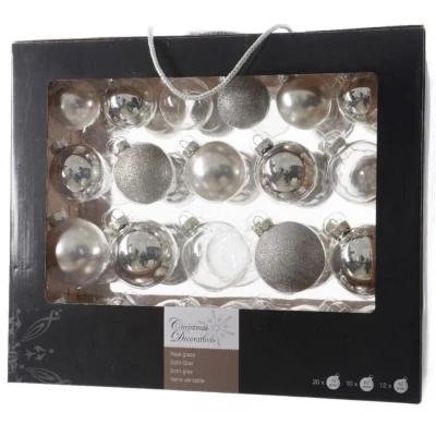 Afbeelding van Decoris Kerstballen set zilverkleurig 42 stuks glas mix