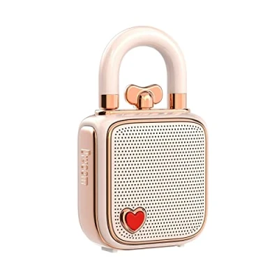 Afbeelding van divoom Love Lock Bluetooth luidspreker, kleine draagbare muziekbox, draadloze stereo koppeling, retro soundbox, leuke desktopdecoratie, voor meisjes, roze