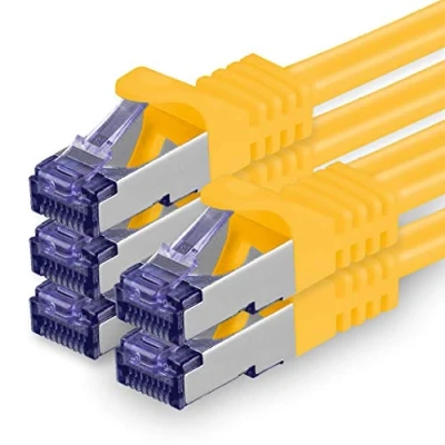 Afbeelding van Cat.7 Ethernet Cable Gigabit LAN Netwerkkabel RJ45 1m geel 5 stuks Cat7 kabel Patchkabel (SFTP/PIMF/LSZH) ruwe 10 Gb/s met Rj 45 connector Cat.6a x 1 meter