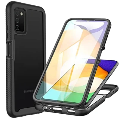 Afbeelding van CENHUFO beschermhoes voor Samsung A03s, schokbestendig, met displaybescherming, 360 graden bescherming, telefoon, dubbelzijdig, bumper, transparant, draagbaar, integraal