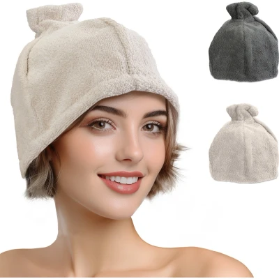 Afbeelding van JEMIDI sauna muts van katoen Saunamuts voor dames en heren Comfortabel materiaal accessoires Unisex hoed One size Beige
