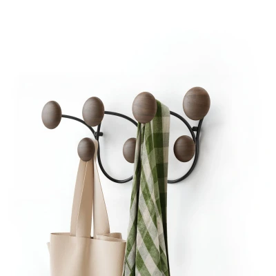 Afbeelding van Umbra Wandkapstok Dotsy 7 Haken Zwart Walnoot 43x10x17cm
