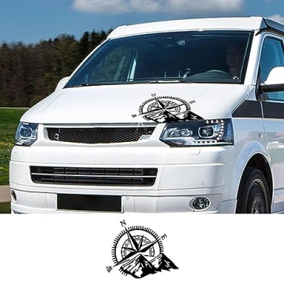 Afbeelding van RWRAPS Auto Stickers Camper van KOMPAS Grafische Vinyl Decals, Fit voor VW Transporter T4 T5 T6 Multivan Caravelle Accessoires