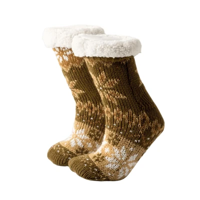Afbeelding van NOOR Huissokken antislip met sherpa voering one size Military Olive groen