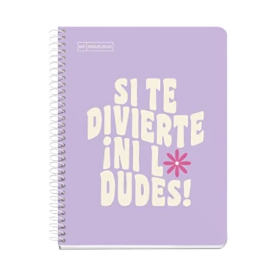 Afbeelding van Miquelrius Notebook berichten, 1 gekleurde strip, A5, 100 vellen horizontaal gelinieerd, 7 mm, papier 90 g, 2 boren, hard karton, lavendel