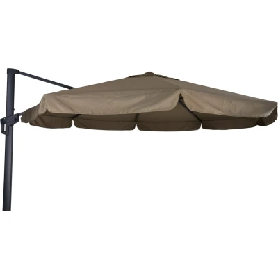 Afbeelding van Les Virgo zweefparasol met volant taupe 3.5 m Stof