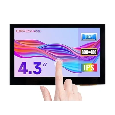 Afbeelding van Waveshare 4,3 inch scherm voor Raspberry Pi 4 capacitief touchscreen HDMI LCD (B) 800x480 IPS monitor met hardwareresolutie ondersteunt alle Pi/Jetson Nano/Windows 10/8.1/8/7 PC/BB zwart