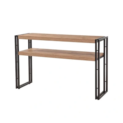 Afbeelding van Senlid L140cm console in industriële stijl Zwart metaal en licht bio Menzzo