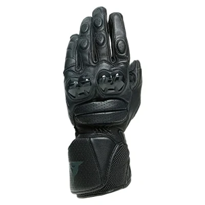 Afbeelding van Dainese Impeto handschoenen, lederen motorhandschoenen met knokkelbeschermers, touchscreen compatibiliteit, uniseks voor mannen of vrouwen, zwart/zwart, M