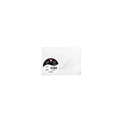Afbeelding van Clairefontaine 5430C verpakking met 20 enveloppen, rubber bekleed, formaat 7,5 x 10 cm, 120 g/m², wit, uitnodiging en gesprek, pollen serie, glad premium papier