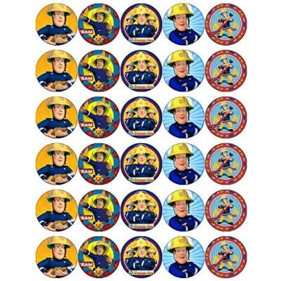 Afbeelding van 30 Brandweerman Sam Cupcake Toppers Eetbare Wafelpapier Fairy Cake Verjaardagstaarten