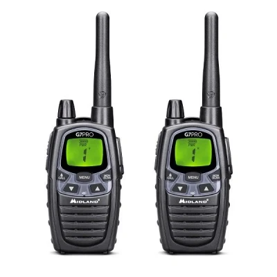 Afbeelding van Midland G7 Pro 2er Kofferset, PMR446 Doppelstandlader, MA24 L Headsets C1090.18 PMR portofoon Set van 2 stuks