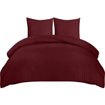 Afbeelding van Utopia Bedding Dekbedovertrek Set Zachte Microvezel 240x220cm met Kussenslopen 65x65cm Beddengoed Bordeaux