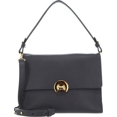 Afbeelding van Coccinelle Leren Schoudertas Binxie Handbag Grained Leather Ardesia Grijs
