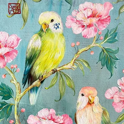 Afbeelding van 20 servetten vogels in kleurrijke paradijs dieren tafeldecoratie 33 x cm