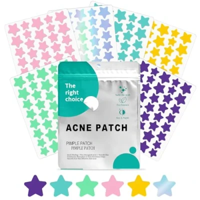 Afbeelding van 240 stuks hydrocolloïde puistjes, patches voor puistjes in stervorm met theeboomolie, salicylzuur, pimple pleisters, dag en nacht, onzichtbaar waterdicht, ademend
