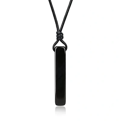 Afbeelding van COAI Bar zwarte Obsidiaan steen hanger ketting voor mannen vrouwen, Obsidiaan,
