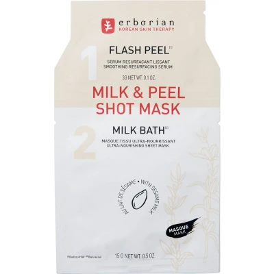 Afbeelding van Erborian Milk &amp; Peel Shot Mask 1 Sérum Flash 3 g + Masque Tissu Bath 15