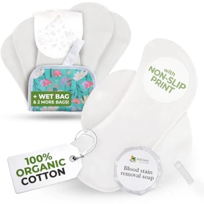 Afbeelding van Antislip, premium herbruikbare menstruatiemads voor zware doorstroming en incontinentie (L+XL, 6 pack); Wasbare stoffen pads op hoge temperatuur vrouwen; Niet irriterende