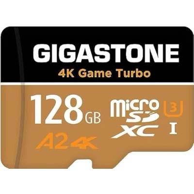 Afbeelding van [5 jaar gratis gegevensherstel] GIGASTONE 128 GB Micro SD kaart, Game Turbo MAX, tot 160/100 MB/s, MicroSDXC geheugenkaart voor Nintendo Switch, SteamDeck, 4K UHD video, UHS I A2 V30 U3 met adapter