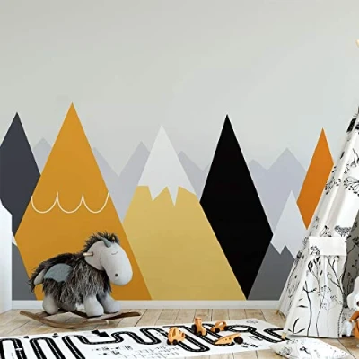 Afbeelding van muursticker kinderen decoratie babykamer Scandinavische enorme bergen licaka H70 x L155 cm