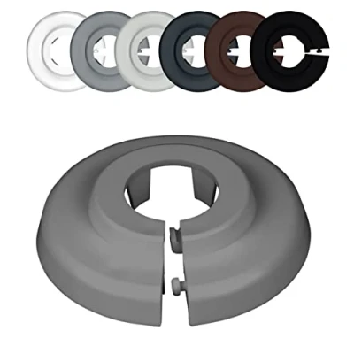 Afbeelding van FUX Verwarmingsbuis rozetten, enkel, 6 stuks, verschillende maten, buisafdekking, afdekrozetten voor buizen van radiatoren, polypropyleen in speciale kleuren (15 mm, stofgrijs, RAL 7037)