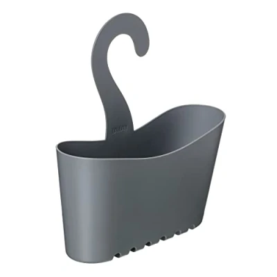 Afbeelding van TATAY Hangende douche organizer, doucheplank om op te hangen, polypropyleen, multifunctionele mand, grijs, afmetingen: 25 x 9 28 cm