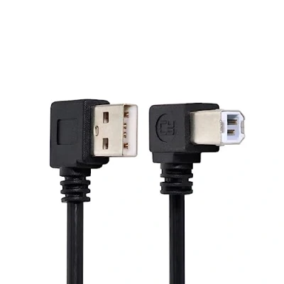 Afbeelding van CY USB 2.0 A Mannelijke naar B Printer Scanner Rechts Hoek 90 Graden Kabel 100cm