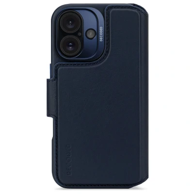 Afbeelding van Apple iPhone 16 MagSafe Hoesje Echt leder Decoded Bookcase/2 in 1 Case Blauw Telefoonhoesje