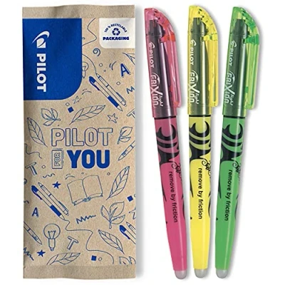 Afbeelding van PILOT FriXion Light Soft uitwisbare tekstmarkering, 3 stuks licht. 3er Set Neongeel, roze/groen