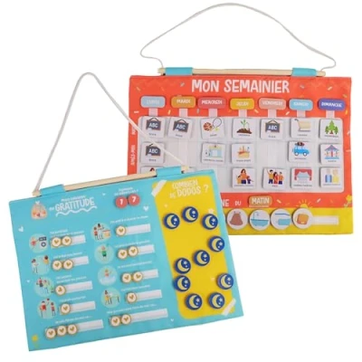 Afbeelding van J.A.D.E Weekplanner Dankbaarheid Voor Kinderen Montessori 141511 Educatief Spel Multicolor Stof Stemming Slaap Frans Ontwerp Jade Vanaf 3 Jaar.