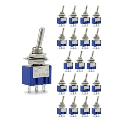 Afbeelding van QWORK® 20 Pcs SPST Mini Tuimelschakelaar AC 125V 6A ON 3 Pins 2 Posities voor Boot Voertuig Dashboard (donkerblauw)