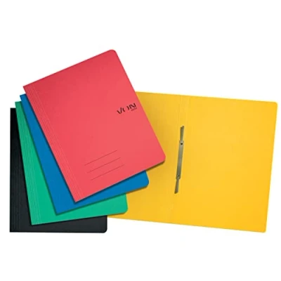 Afbeelding van VON Leitz 30131099 Snelhechtmappen, A4, karton, met nietmechanisme, voor 250 vellen, school, studie en huishouden, meerkleurig, 5 stuks