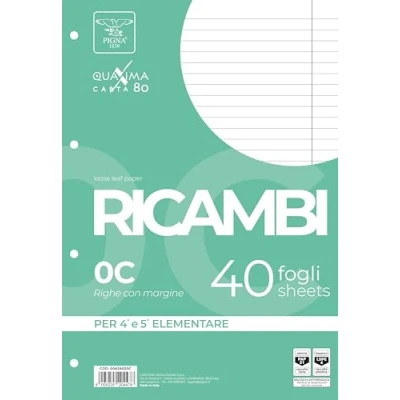 Afbeelding van Pigna 00629030C, niet versterkte vervanging, liniatuur 0C, gelinieerd voor 4e en 5e klasse, papier 80 g/m², verpakking van 40 vellen