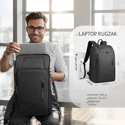 Afbeelding van Waterdichte Laptoprugzak Voor Heren 15 6 Inch Rugzak Met USB Poort Anti Diefstal Reistas Zakelijke Werk Kantoor Reizen Outdoor