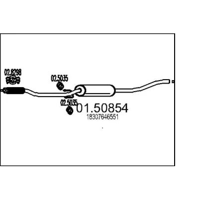 Afbeelding van MTS 01.50854 Middendemper 1950mm