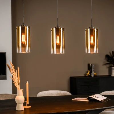 Afbeelding van Vurna Jalama hanglamp Glas goud 3L 100 cm