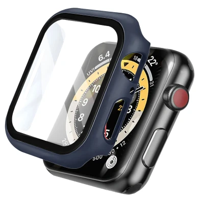 Afbeelding van Apple Watch 45 mm Hoes: iMoshion Full Cover Hardcase Donkerblauw Kunststof Smart Covers