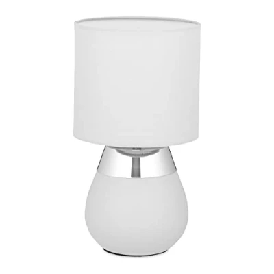 Afbeelding van Relaxdays tafellamp touch nachtlampje schemerlamp dimbaar lamp E14 fitting zilver