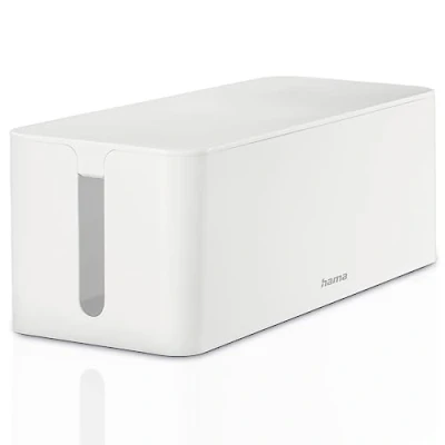 Afbeelding van Hama Kabelbox, maxi (kabelbox voor stekkerdoos, eenvoudig kabelbeheer, kantoor, bureau, thuis, opslag van opladers, harde schijven enz., met rubberen voetjes), wit