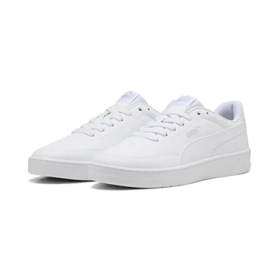 Afbeelding van Puma Unisex Court Classic Clean Sneaker, Wit en lichtgrijs, 42 EU