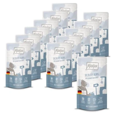 Afbeelding van MjAMjAM Premium natvoer voor katten Quetschie heerlijke kip met gestoomde pompoen, 12 pack (12 x 125 g), graanvrij extra vlees