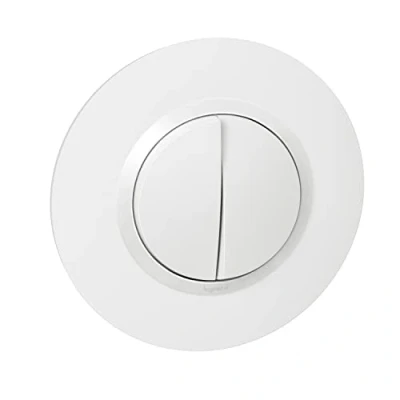 Afbeelding van Legrand Dubbele schakelaar of wisselschakelaar Dooxie 10AX 250V geleverd met witte ronde plaat