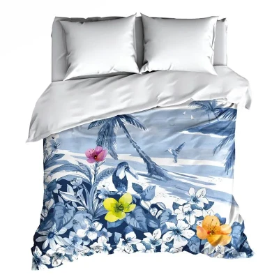 Afbeelding van Satin d&#039;Or Lagoon Dekbedovertrek Tweepersoons 200x200/220 cm Blauw